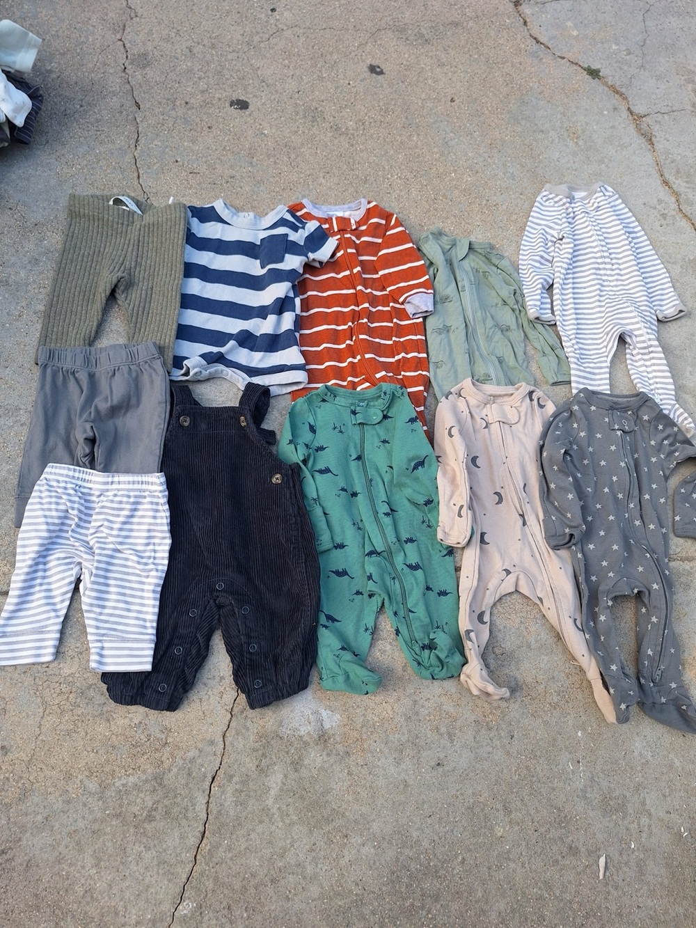 Baby Sleepers & Rompers Set - Stripes, Rust, Green, Gray(11)